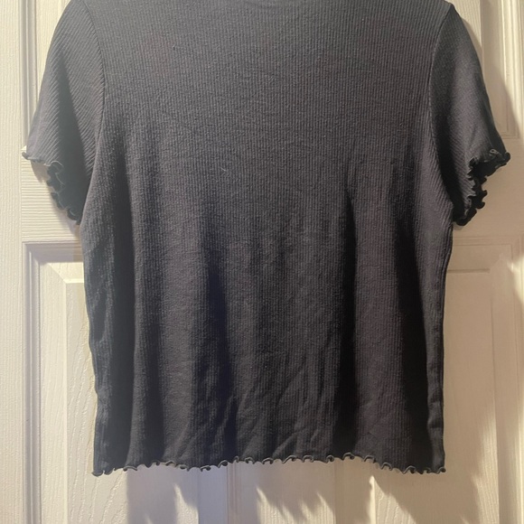 American Eagle Outfitters Charcoal Ribbed Short Sleeve Crop Tee - Picture 4 of 4
